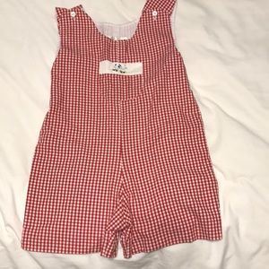 Strasburg shortall in red gingham size 4